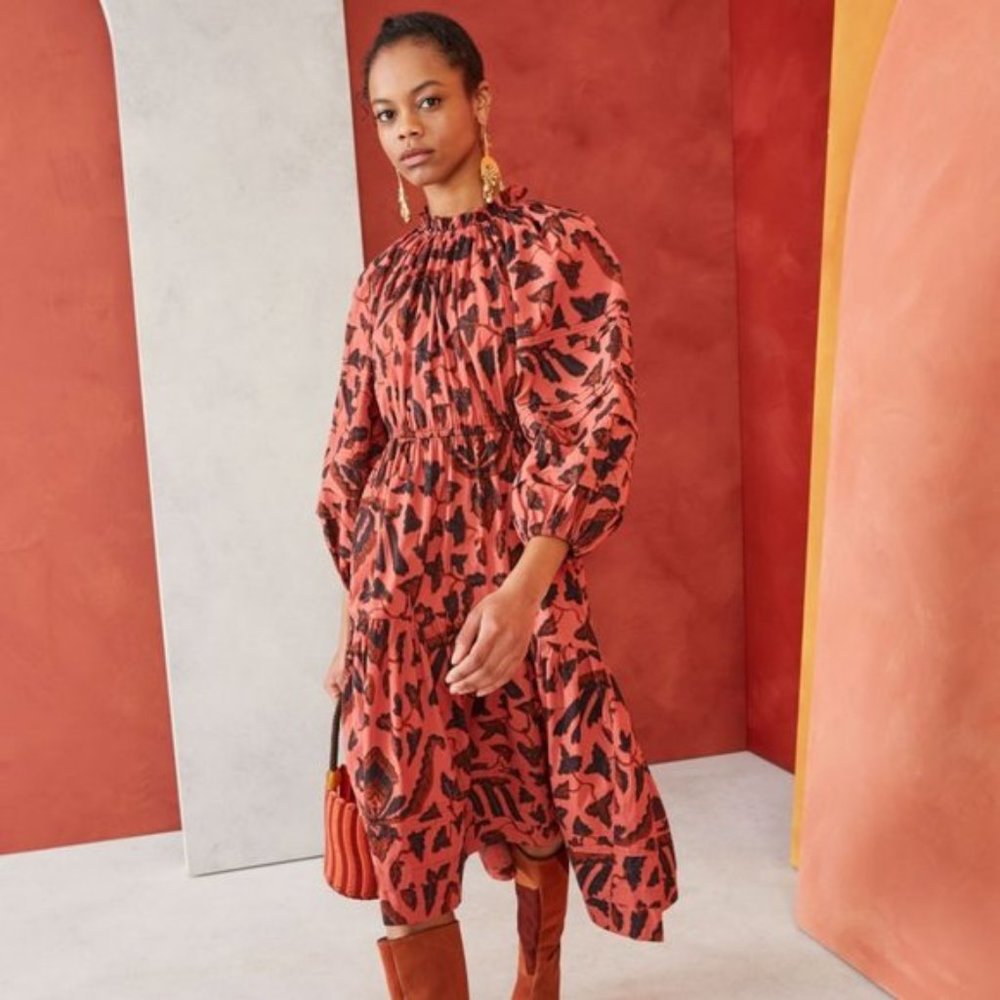 NWT Ulla Johnson Ambre Long Sleeve Poplin Midi